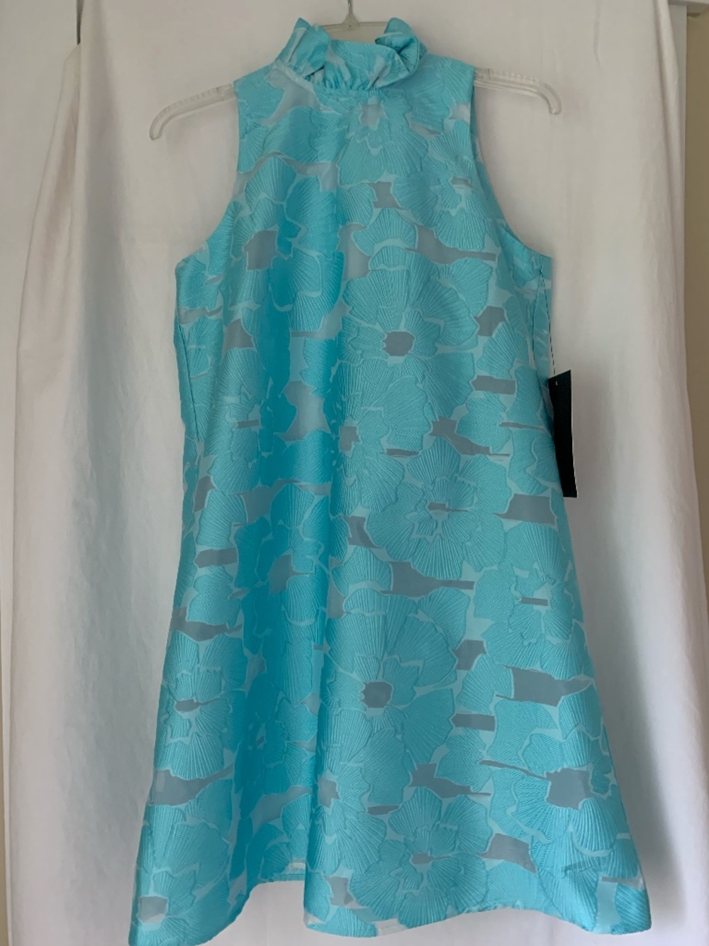 Tuckernuck cyan 'Fil Coupe Jacquard Blythe' tie-neck dress